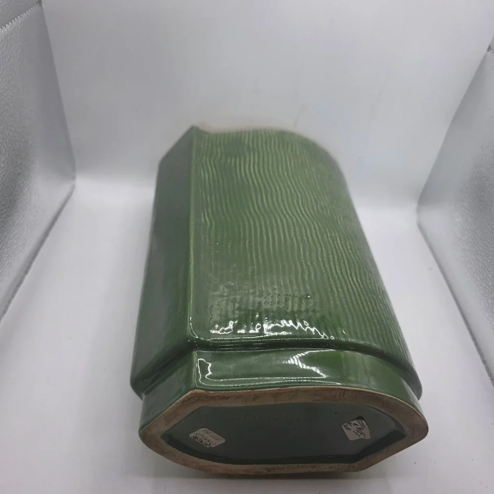 Red Wing Pottery USA Green Textured Vase Mid Century Modern Art Pottery MCM